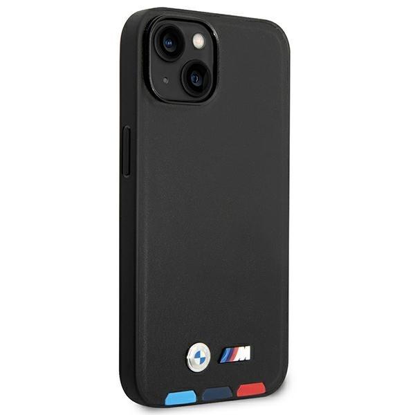 BMW Tricolor Leder Hardcase MagSafe Schutzhülle für iPhone 14 6,1“ schwarz